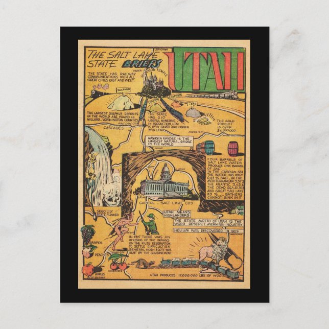 Utah the Salt Lake State Postcard (Front)