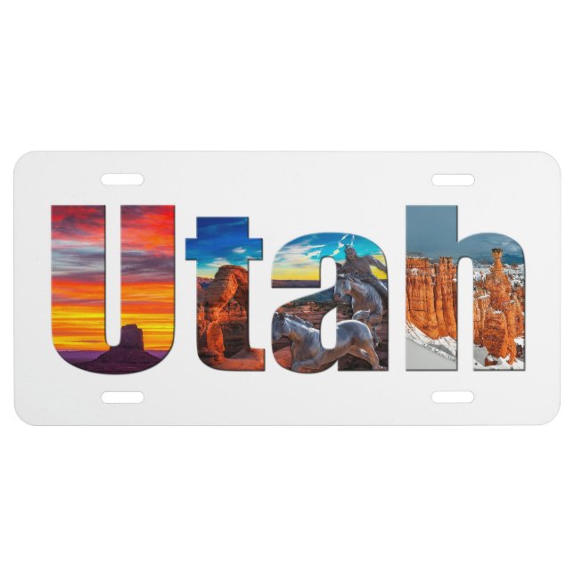 Utah Typography  License Plate (Front)