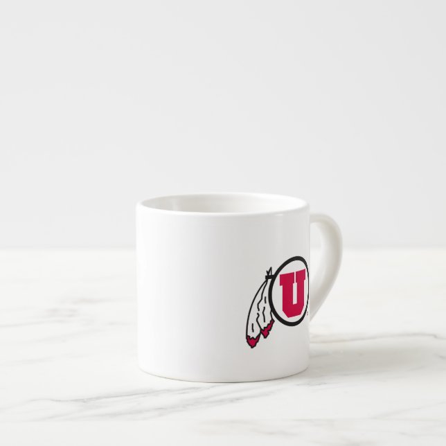 Utah U Circle and Feathers Espresso Cup (Front Right)