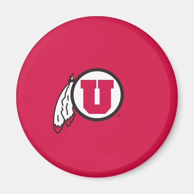 Utah U Circle and Feathers Magnet (Front)