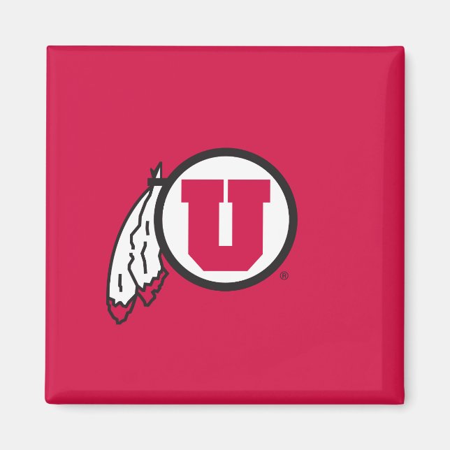 Utah U Circle and Feathers Magnet (Front)