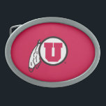 Utah U Circle and Feathers Oval Belt Buckle<br><div class="desc">Check out these official University of Utah designs! All of the Ute merchandise on Zazzle.com is customizable with your name, sport, club, or class year. These products make perfect gifts for Utah students, alumni, friends, family, and fans. Show off your Utah pride by getting all of your custom merchandise and...</div>