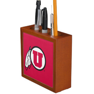 Utah U Circle and Feathers Pencil Holder