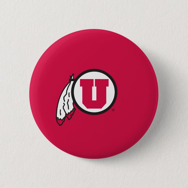 Utah U Circle and Feathers Pinback Button (Front)