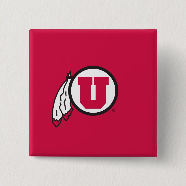 Utah U Circle and Feathers Pinback Button (Front)