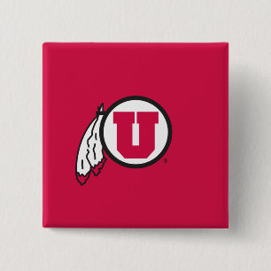 Utah U Circle and Feathers Pinback Button