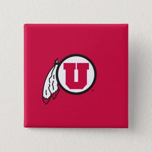 Utah U Circle and Feathers Pinback Button