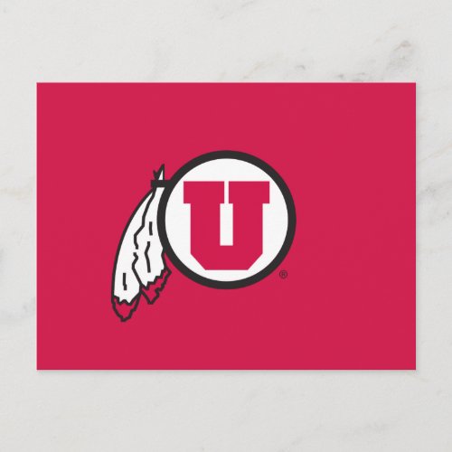 Utah U Circle and Feathers Postcard