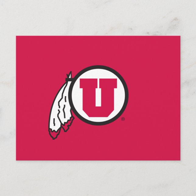 Utah U Circle and Feathers Postcard (Front)