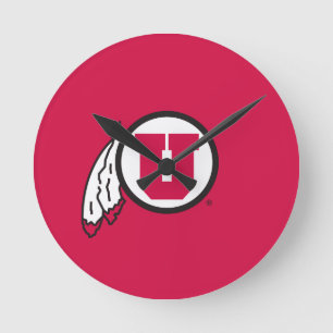 Utah U Circle and Feathers Round Clock