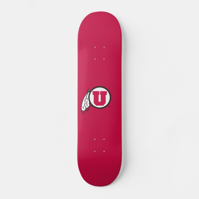 Utah U Circle and Feathers Skateboard Deck (Front)
