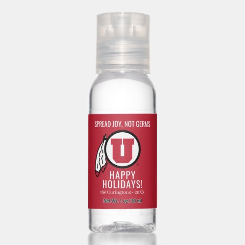 Utah U Circle and Feathers  Spread Joy Hand Sanitizer