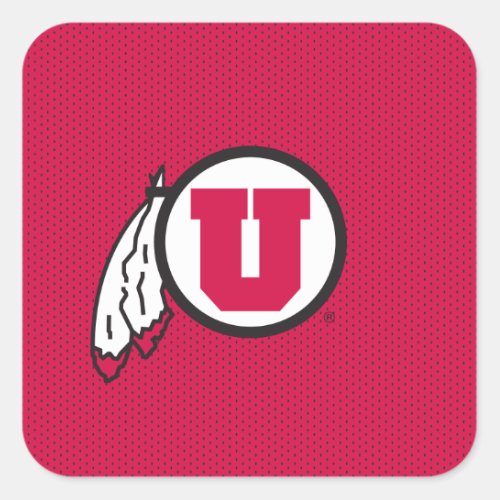 Utah U Circle and Feathers Square Sticker