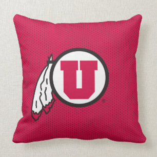 Utah U Circle and Feathers Throw Pillow