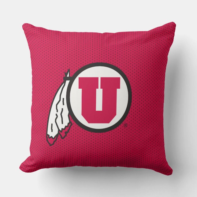 Utah U Circle and Feathers Throw Pillow (Front)