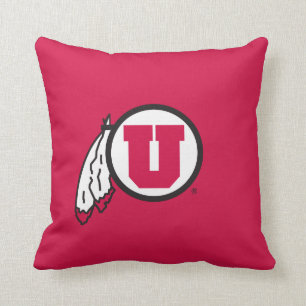 Utah U Circle and Feathers Throw Pillow