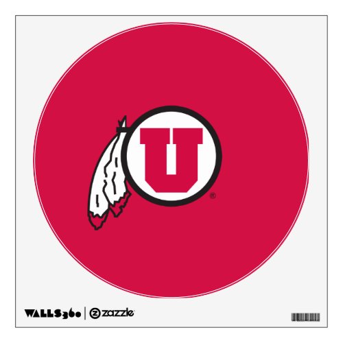 Utah U Circle and Feathers Wall Sticker