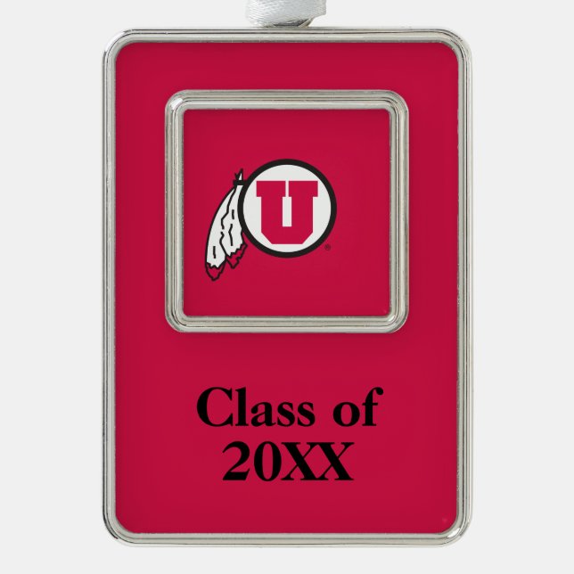 Utah U Circle and Feathers with Year Ornament (Front)