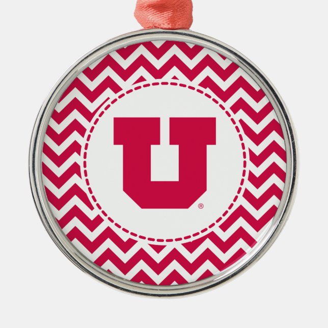 Utah U Metal Ornament (Front)