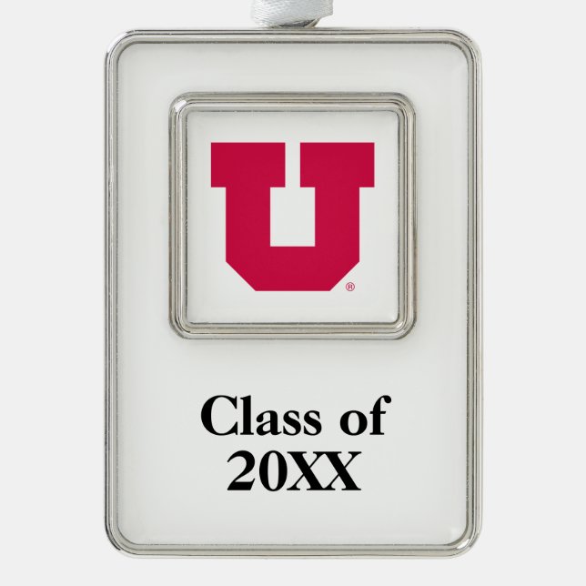 Utah U with Year Silver Plated Framed Ornament (Front)