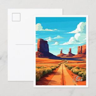 Utah United States Art Vintage Travel Illustration Postcard