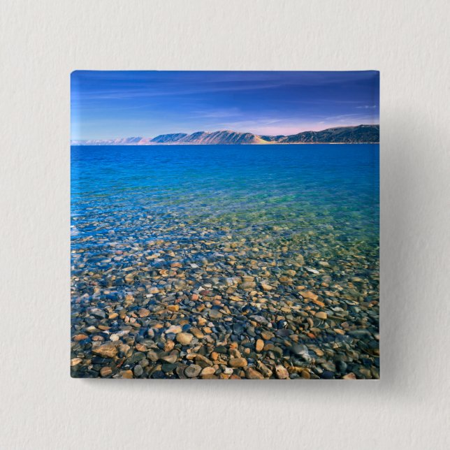 UTAH. USA. Clear water of Bear Lake reveals Pinback Button (Front)