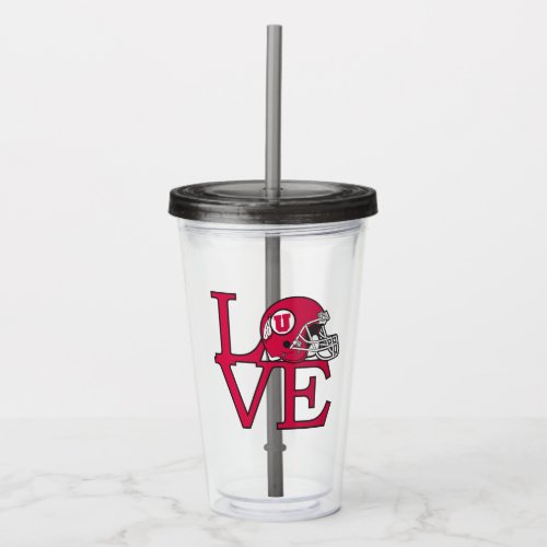 Utah Utes Love Acrylic Tumbler