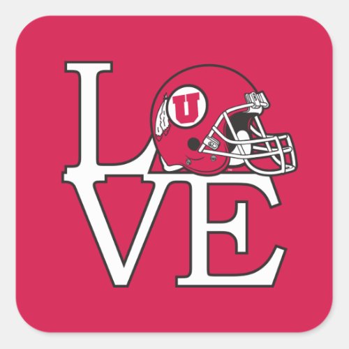 Utah Utes Love Square Sticker