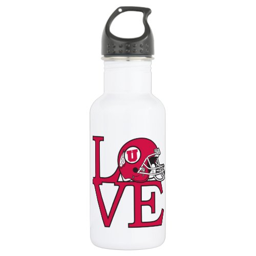 Utah Utes Love Stainless Steel Water Bottle