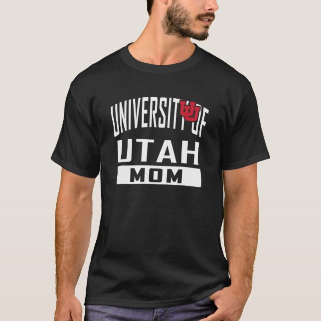 Utah Utes Mom University Mother Black Officially L T-Shirt (Front)