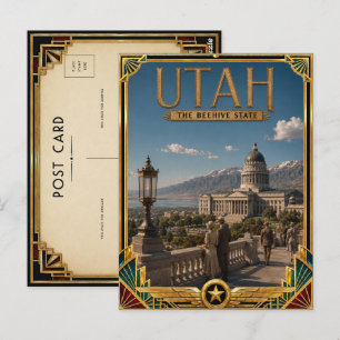 Utah Vintage Art Deco Golden Age Postcard