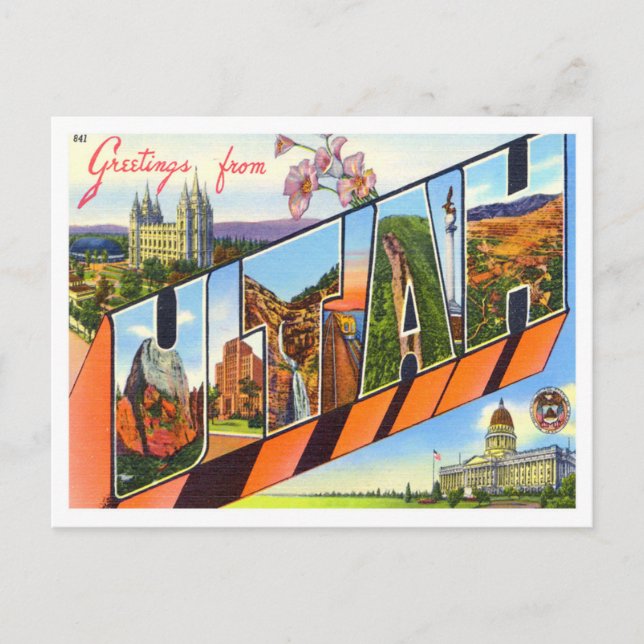 Utah Vintage Big Letters Postcard (Front)