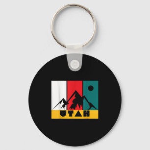 Utah Vintage Logo - Park City Utah - Retro Skiing  Keychain