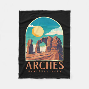 Utah vintage retro hiking camping arches national fleece blanket