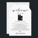 Utah Wedding Welcome Tag, Letter and Itinerary<br><div class="desc">This modern and elegant card / gift tag is the perfect addition to your hotel welcome bags. Enter the main events and a customized note to help your guests navigate the weekend. The extra large size allows you to enter all the information you need, then just tie to the handles...</div>