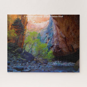 Utah Zion Mountains.Christmas Greetings Jigsaw Puzzle