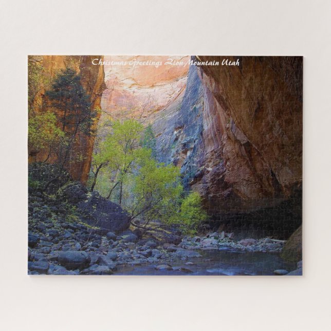 Utah Zion Mountains.Christmas Greetings Jigsaw Puzzle (Horizontal)