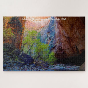 Utah Zion Mountains.Christmas Greetings Jigsaw Puzzle