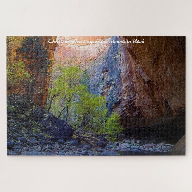 Utah Zion Mountains.Christmas Greetings Jigsaw Puzzle (Horizontal)