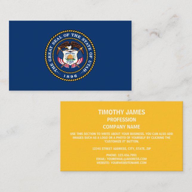 Utahn Seal, Seal of Utah Business Card (Front/Back)