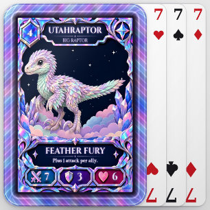 Utahraptor Dinosaur, Rainbow Foil Art Poker Cards