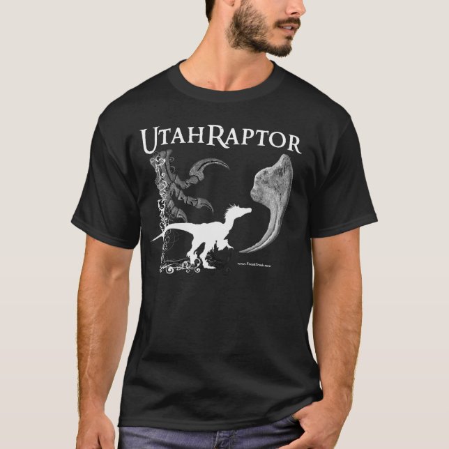 Utahraptor shirt in dark colors (Front)