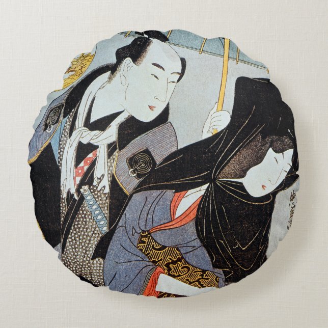 Utamaro: Lovers, 1797 Round Pillow (Front)