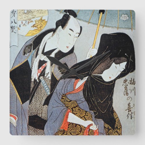 Utamaro Lovers 1797 Square Wall Clock