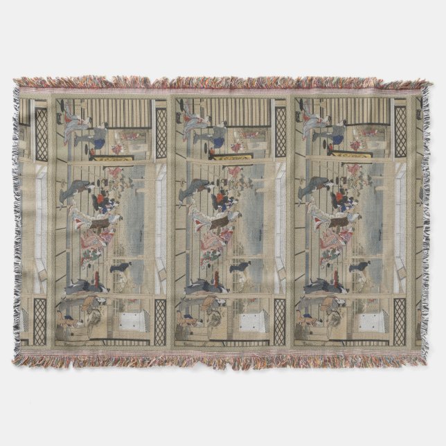 Utamaro’s Japanese Art throw blanket (Front)