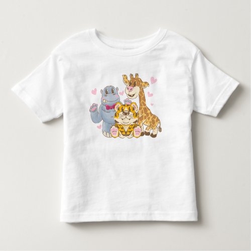 ute animals like a giraffe a tiger and a hippo  toddler t_shirt