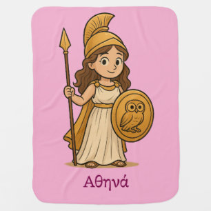 ute Cartoon Athena Greek Goddess Custom Baby Blanket