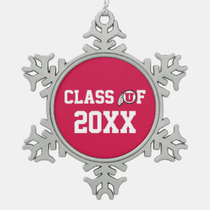 Ute Class Year Snowflake Pewter Christmas Ornament