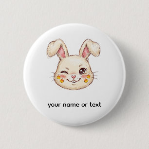 ute Mischievous Winking Bunny Candy Corn Face Pain Button