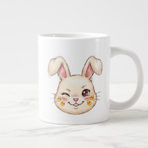 ute Mischievous Winking Bunny Candy Corn Face Pain Giant Coffee Mug